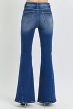 RISEN Distressed Button-Fly Flare Jeans