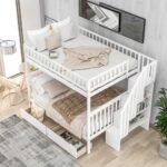 LuneluX_Home – Full-Over-Full Bunk Bed with Storage Drawers (White) - Image 3