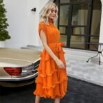Short Sleeve Pleated Dress - Image 2