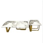 LuneluX_Home – Modern Sintered Stone Coffee Table Set with Gold Frame - Image 7