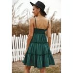 Dress Women New Solid Color Suspenders V Neck Short Skirt - Image 2