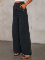 Button Decor High Rise Jeans for Women Effortless Style - Image 8