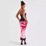 Backless Floral Draped Tube Maxi Dress - Image 3