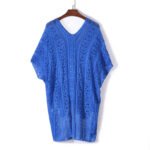 Cobalt Blue Crochet Knitted Tassel Tie Kimono Beachwear - Image 5