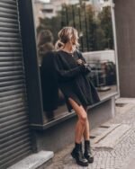 Twist Thread Loose All-match Round Neck Sweater Dress - Image 4