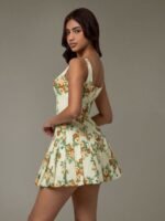 Floral Sleeveless Mini Pleated Dress - Image 3