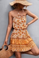 Bohemian Floral Print Strapless Dress - Image 6