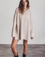 Twist Thread Loose All-match Round Neck Sweater Dress - Image 3