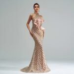 “Champagne Glam” Halter Mermaid Dress - Image 2