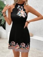 Floral Halter Neck Mini Dress