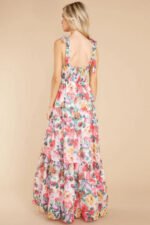 Floral Square Neck Wide Strap Maxi Dress - Image 3
