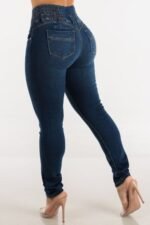 High Waist Buttoned Skinny Hip Lifting Jeans for Curves - Image 5