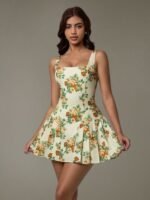 Floral Sleeveless Mini Pleated Dress - Image 4