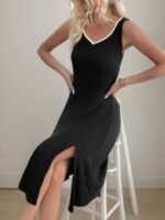 Munsieur 2pc. Slit Wide Strap Dress and Detachable Sleeves - Image 4