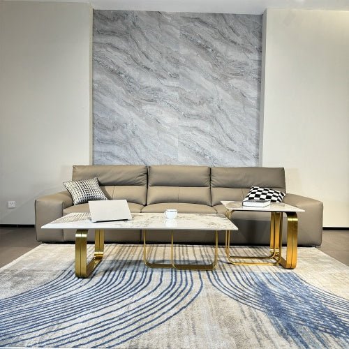 7ea75a92-6075-4cae-bd3e-055f52ba709e.jpg LuneluX_Home – Modern Sintered Stone Coffee Table Set with Gold Frame - Image 1