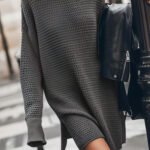 Twist Thread Loose All-match Round Neck Sweater Dress - Image 8