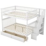 LuneluX_Home – Full-Over-Full Bunk Bed with Storage Drawers (White) - Image 8