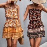 Bohemian Floral Print Strapless Dress - Image 2