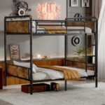 IronLoft™ – Twin XL Metal Bunk Bed with Rustic Wood - Image 7