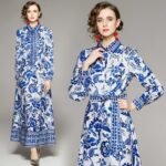Printed Long Sleeve Dress
