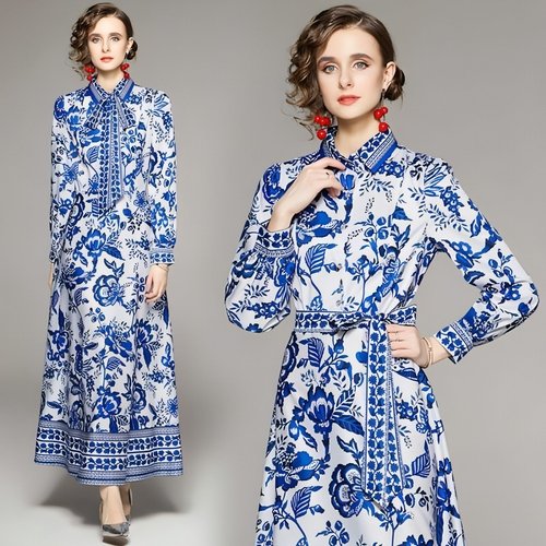 8f5d1058-34a9-4d98-8a3e-1520dfb97d0d.jpg Printed Long Sleeve Dress - Image 1