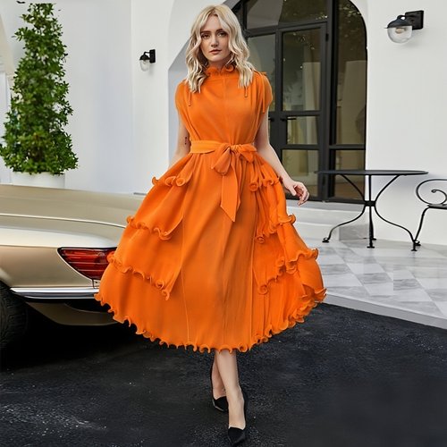 939b050d-263e-4376-8c6e-2701801eada1.jpg Short Sleeve Pleated Dress - Image 1