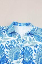 Retro Floral Print Drawstring Waist Ruffled Mini Dress - Image 6