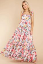 Floral Square Neck Wide Strap Maxi Dress - Image 2