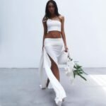 Off-the-shoulder Navel High Slit Suit Set - Image 6