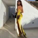 Fashion Printed V-neck Backless Slit Sling Dress - Image 3