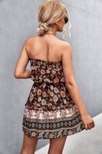 Bohemian Floral Print Strapless Dress - Image 4
