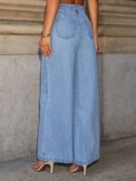 Button Decor High Rise Jeans for Women Effortless Style - Image 4