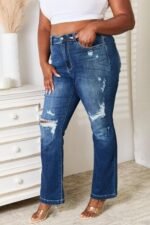 Judy Blue Full Size Mid Rise Hand Sand Destroy Bootcut Jeans - Image 5