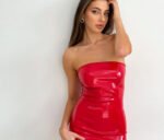 Red Vinyl Mini Dress - Image 3