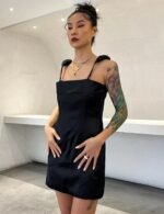 Square Collar Sleeveless High Waist Solid Minimalist dress