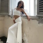 Off-the-shoulder Navel High Slit Suit Set - Image 2