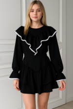 Graceful And Fashionable Bell Sleeve Ruffle Dress - Image 4