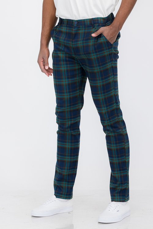 data-35.jpg Plaid Slim Fit Trouser Pants SR007 - Image 1