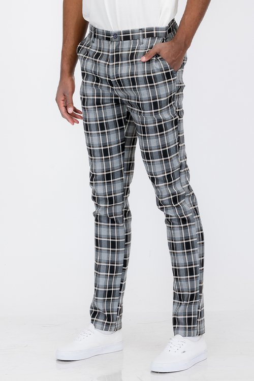 data-86.jpg Plaid Slim Fit Trouser Pants SR012 - Image 1