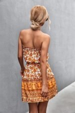 Bohemian Floral Print Strapless Dress - Image 3