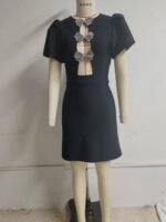 A1. Tube Top Three Bowknot Connection Hollowed Fashion Puff Sleeve - Image 4