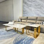 LuneluX_Home – Modern Sintered Stone Coffee Table Set with Gold Frame - Image 10
