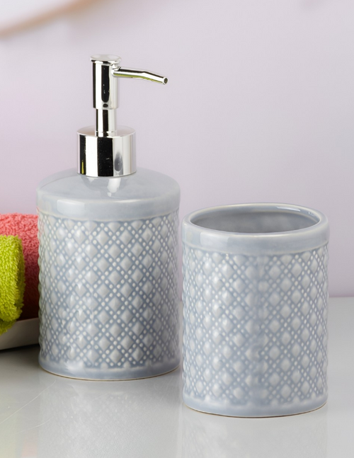 getpubthumb-27.png Grey 2 pieces Abstract Ceramic Bath Accessories Set - Image 1