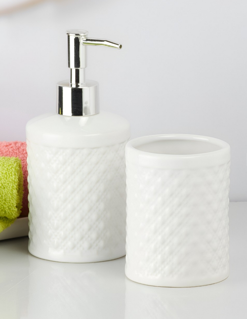 getpubthumb-29.png White 2 piece Abstract Ceramic Bath Accessories Set - Image 1